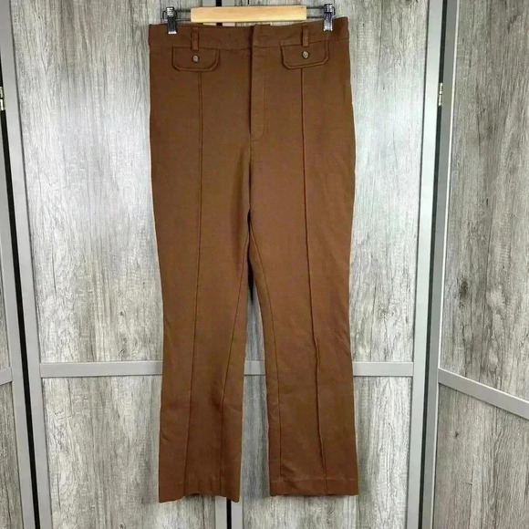 Everlane Pants Womens 14 The Work It Flare Ponte Brown Color Stretch Knit - Picture 1 of 10
